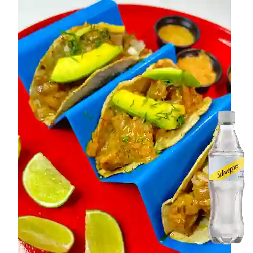 Taco Chicharron en Salsa Verde +Schweppes Soda 400ml