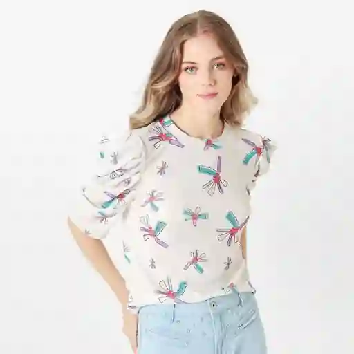 Camiseta Cuello Redondo Manga 3/4 Morado Talla M 711821