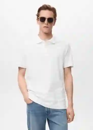 Camiseta Polo Rea Blanco Talla L Hombre Mango