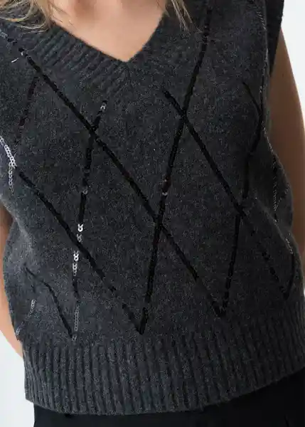 Chaleco Tejido Mujer Gris Husky Claro Talla M 483G012 Naf Naf