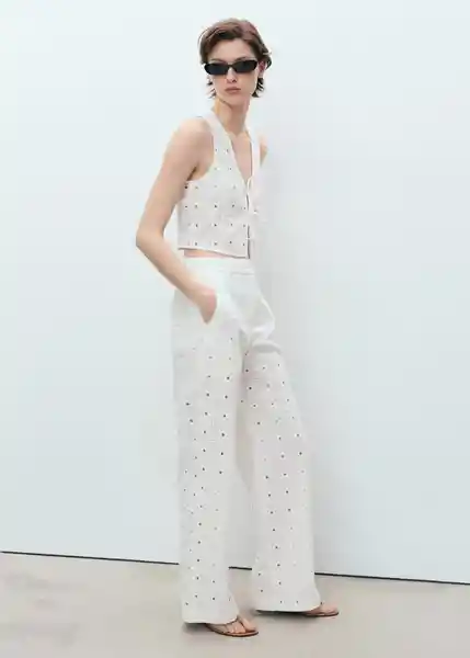 Chaleco Fado Blanco Talla M Mujer Mango