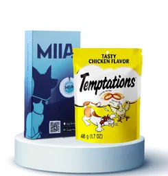 Combo Miia + Temptations Snack Para Gatos Pollo 48 g