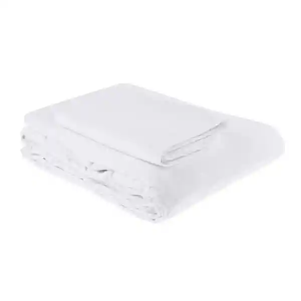 Distrihogar Juego de Cama Extradoble Blanco Básico 150 Hilos