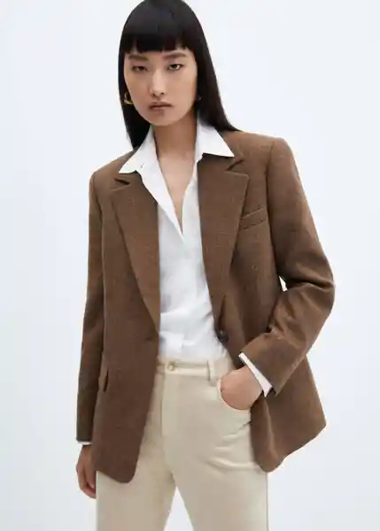 Blazer Americana México Marrón Talla L Mujer Mango