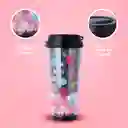 Vaso Plástico de Doble Pared Serie Dots Negro 450 mL Miniso
