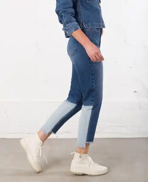 jean mezcla de lavados parches azul indigo medio talla 4 mujer Naf-Naf