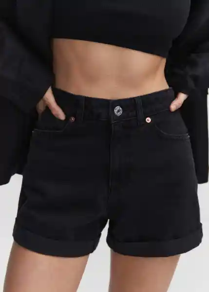 Short Mom80 Tejano Negro Talla 36 Mujer Mango