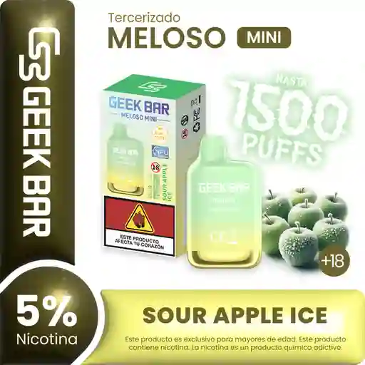 Geek Bar Vape Meloso Mini Sour Apple Ice 1500 Puffs 5% Nicotina