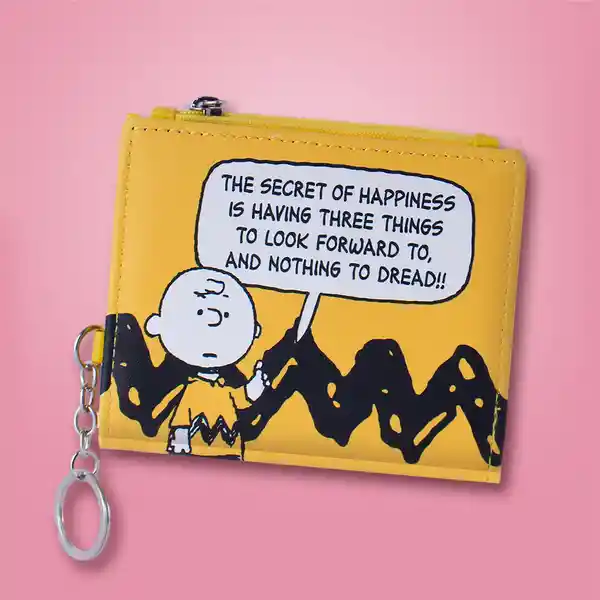 Billetera Charlie Brown Snoopy Colorful Life Amarillo Miniso