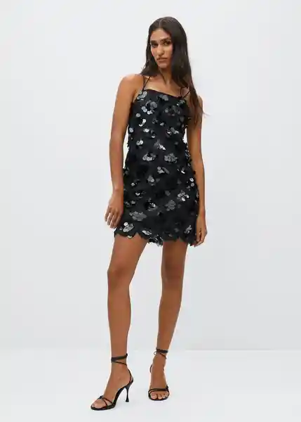 Vestido Bianca Negro Talla L Mujer Mango