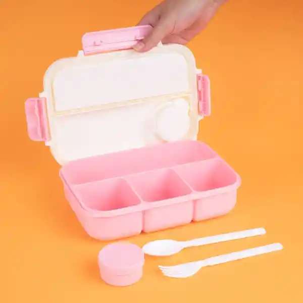 Contenedor Para Alimentos Rosa y Blanco 1300 mL Miniso