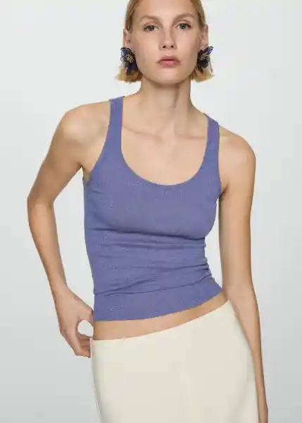 Top Edista Azul Talla 18 Mujer Mango