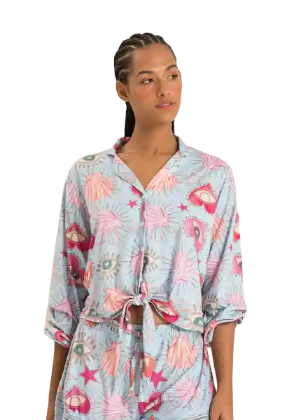 Camisa Pijama Manga Larga Azul Talla S