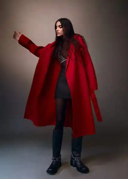 Abrigo Batin Rojo Talla 24 Mujer Mango