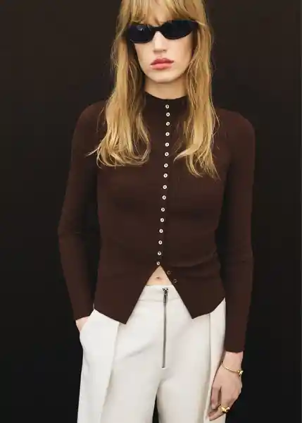 Cárdigan Twenties Chocolate Talla XS Mujer Mango