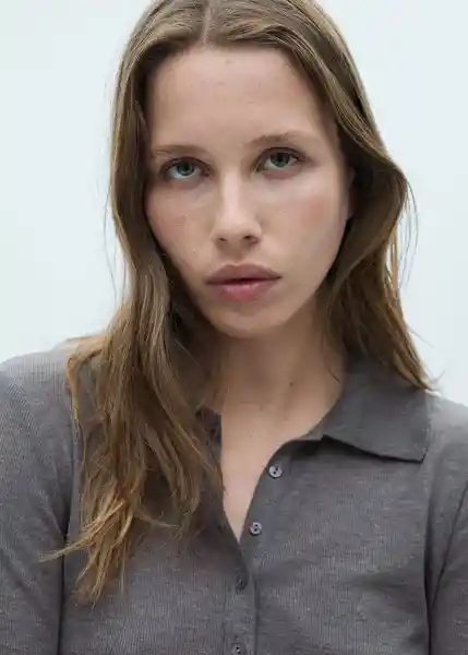 Camisa Polo Elvis Gris Talla L Mujer Mango