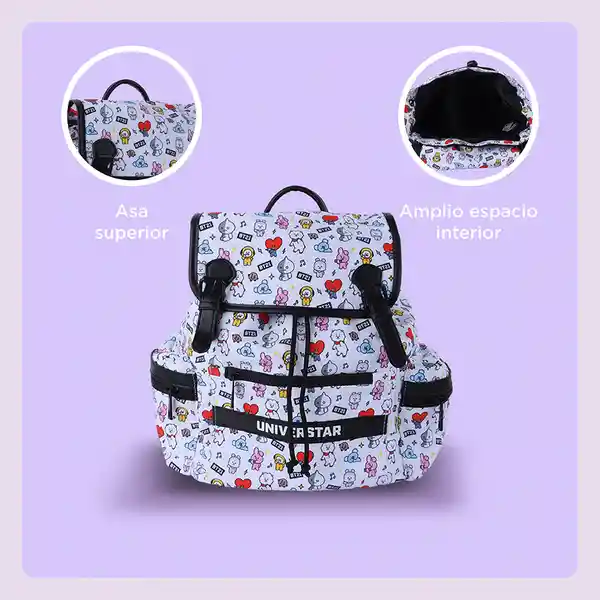 Maleta Multi Estampada Serie Blanca Bt21 Miniso