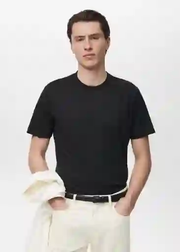 Camiseta Cherlo Negro Talla L Hombre Mango