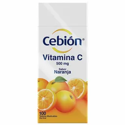 Cebión tabletas Masticables de Vitamina C sabor a Naranja con 100 unidades