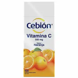 Cebión tabletas Masticables de Vitamina C sabor a Naranja con 100 unidades