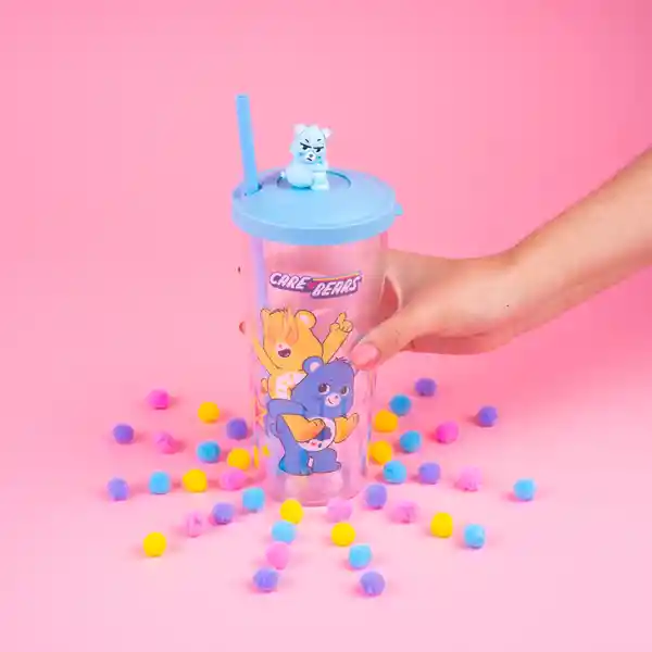 Vaso de Plástico Colección Care Bears Azul Con Pitillo Miniso