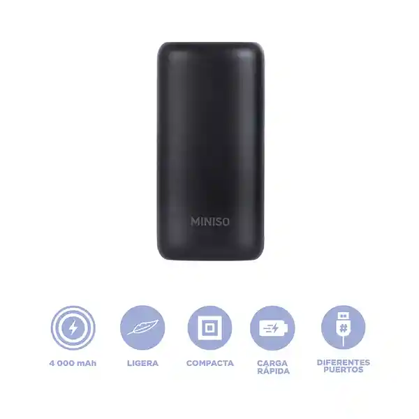Batería Mini de Respaldo 4000mah Serie Negra Mod M22 Miniso
