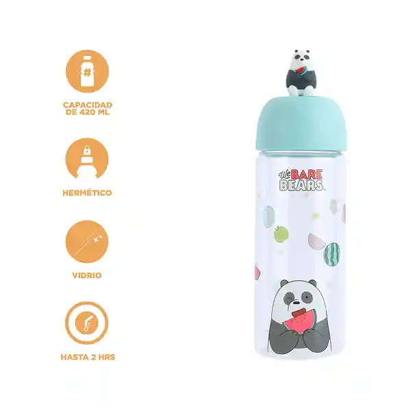 Miniso Botilito de Vidrio Osos Escandaloso Panda Verde 5.0 