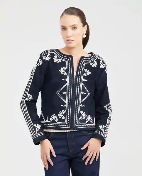 Chaqueta Collarless Embroid Azul Dark Ultra Oscuro XS Chevignon