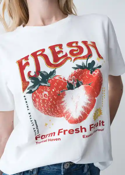 Camiseta Mujer Crudo Puro Claro Talla L 403G046 Naf Naf