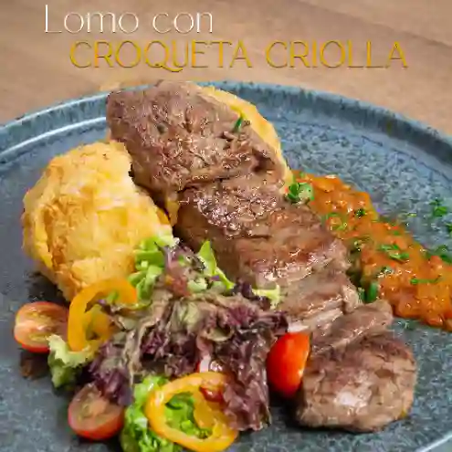 Lomo con Croqueta Criolla