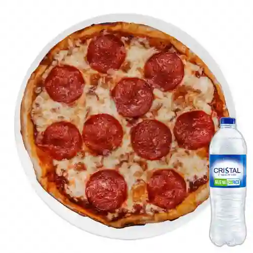 Combo Pizza Pepperoni + Cristal Sin Gas 600 ml