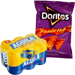 Cerveza Aguila Original + Doritos Flamin Hot Familiar