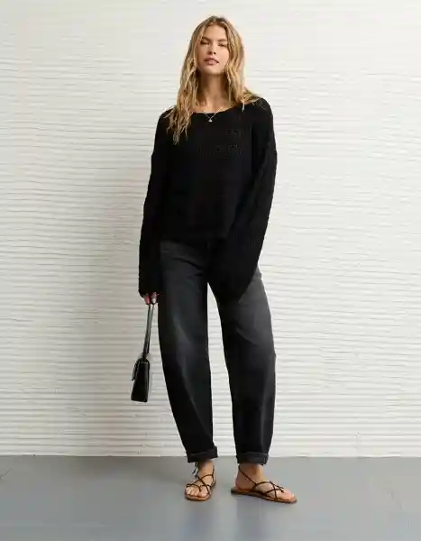 Suéter Tejido Mujer Negro Talla X-Small 1530064 American Eagle