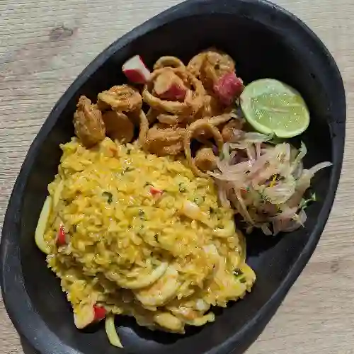 Mixto de Arroz Cremoso y Chicharrón