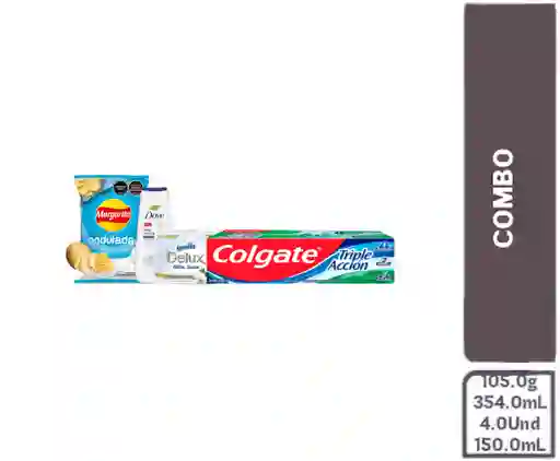 Combo Crema dental colgate + Familia Delux Papel + Jabón Líquido Corpo