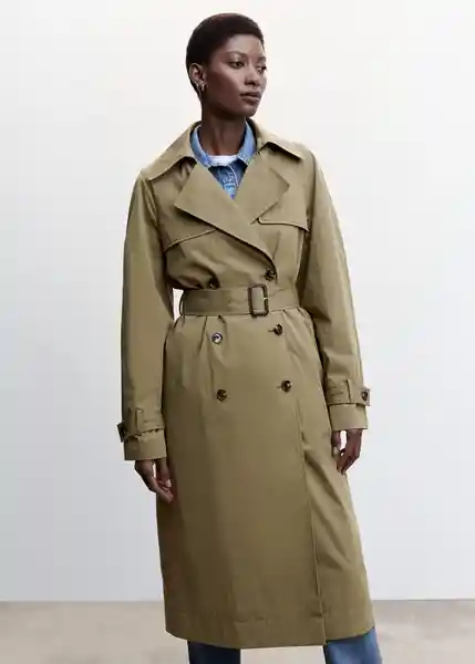 Abrigo Trench Desert Khaki Talla L Mujer Mango