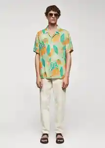 Camisa Tree-H Naranja Talla M Hombre Mango