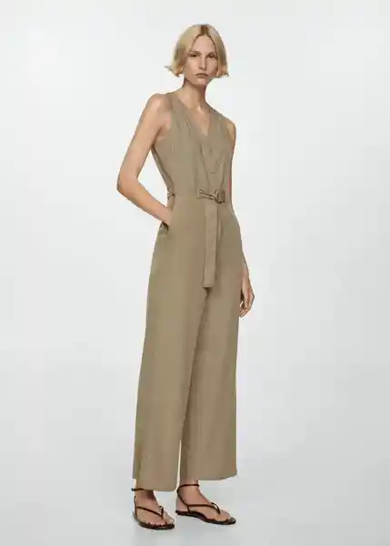 Enterizo Lemon Khaki Talla XS Mujer Mango