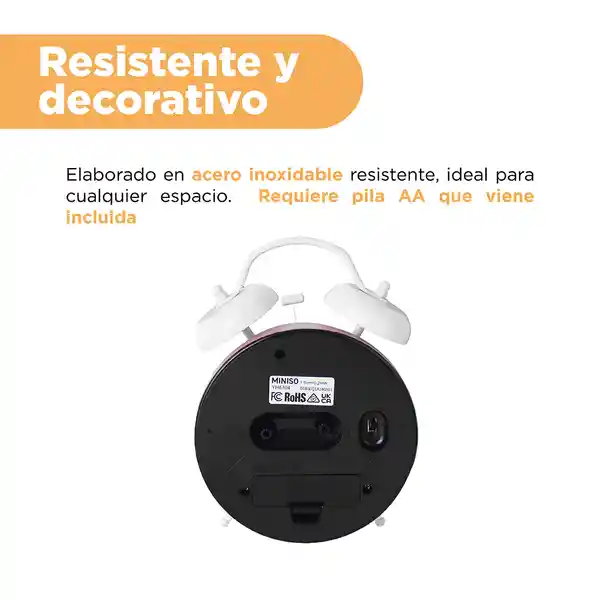 Reloj Despertador de Doble Campana Rosa Miniso