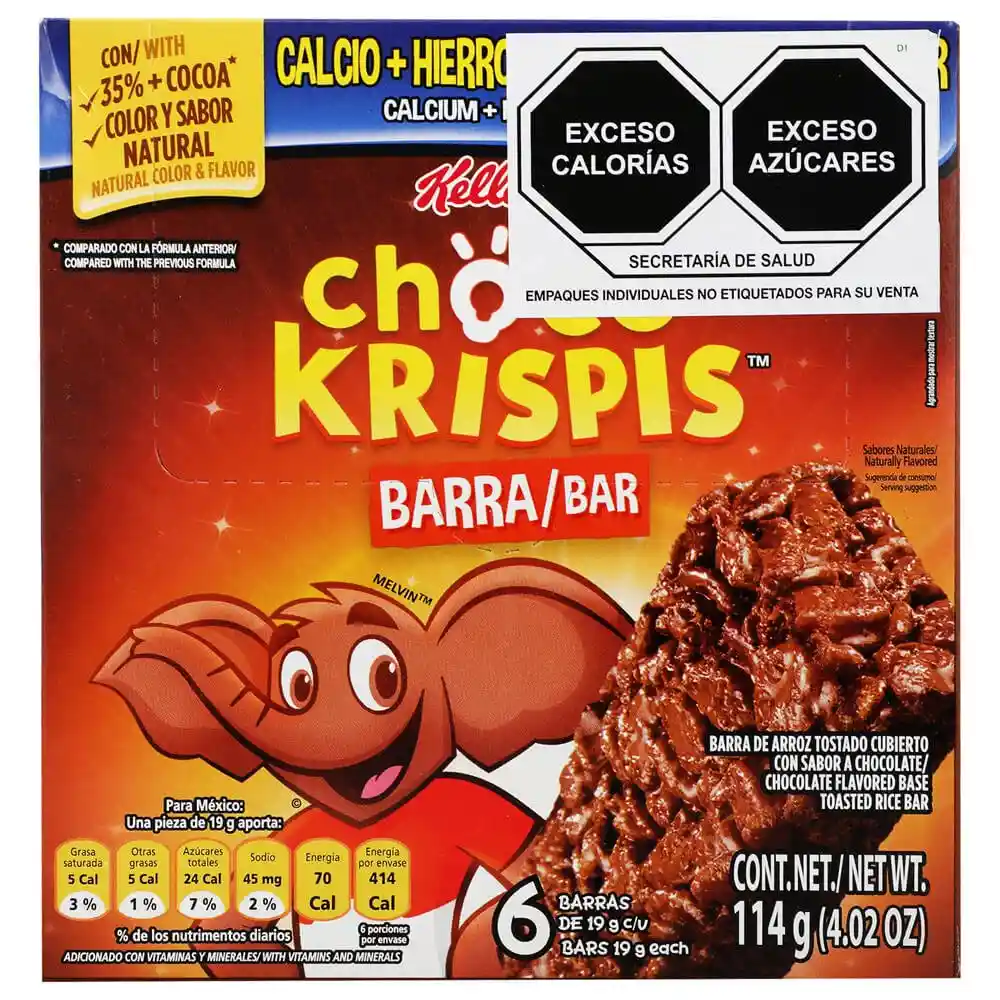 Kelloggs Choco Krispis Barra de Arroz Tostado Sabor a Chocolate