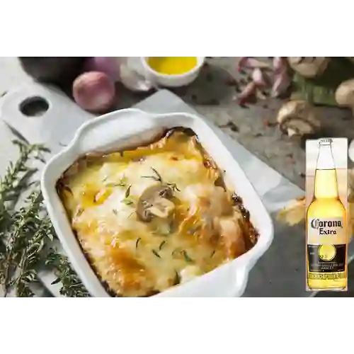 Combo Lasagna Pollo Champiñón + Corona 330 ml