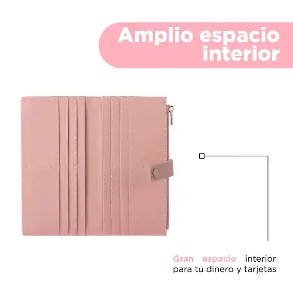 Cartera Larga Para Mujer Rosa Serie Miniso