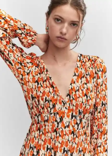 Vestido Mar Naranja Talla S Mujer Mango