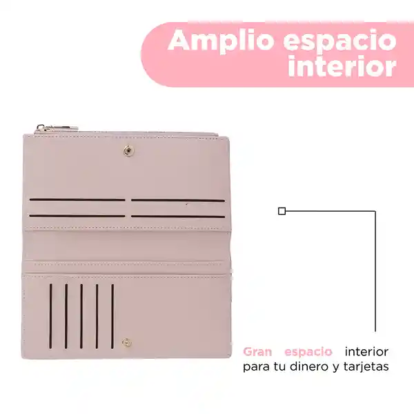 Cartera Para Mujer Larga Bloques Geométricos Rosa Miniso