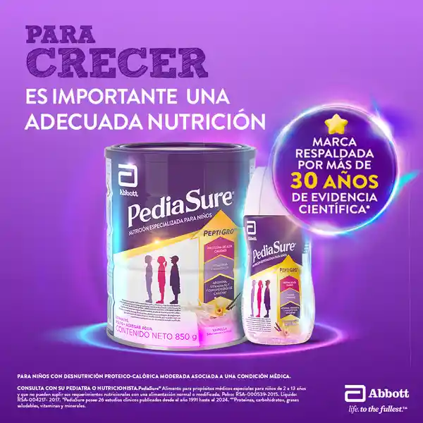 Complemento Nutricional Pediasure Peptigro Vainilla Líquido