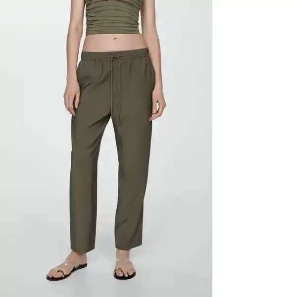 Pantalón Fluido Khaki Talla S Mujer Mango