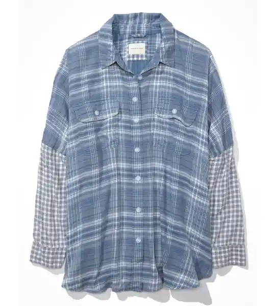 Camisa Mujer Azul Talla Medium American Eagle