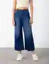 Jean Culotte Tiro Alto Azul Índigo Oscuro Talla 12 Mujer Naf Naf