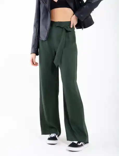 Pantalón Moño Frontal Verde Nafta Ultraoscuro Talla 8 Mujer Naf Naf