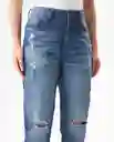 Jean Medium Rise Boyfit Azul Clásico Oscuro Talla 10 Chevignon